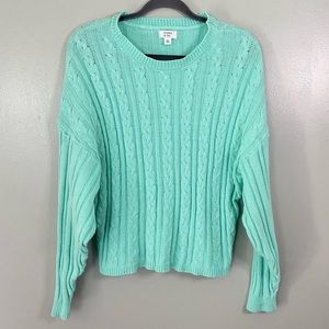 Crown&Ivy Mint Cable-Knit Slouchy Sweater